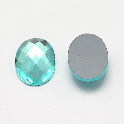 Faceted Glass Oval Cabochons X-GGLA-F008C-15-1