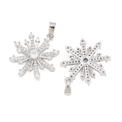 Christmas Brass Micro Pave Clear Cubic Zirconia Pendants KK-H287-04P-1