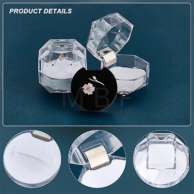 40Pcs 2 Colors Octagon Transparent Plastic Ring Boxes CON-CA0001-019-1