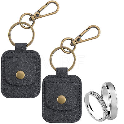 Rectangle PU Leather Ring Holder Pendant Decoration AJEW-CP0011-03-1