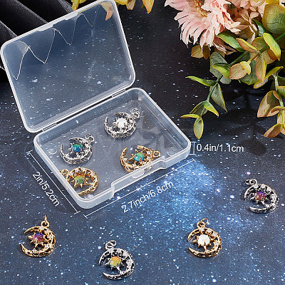 8Pcs 8 Colors Brass Micro Pave Clear Cubic Zirconia Glass Pendants KK-BBC0003-79-1