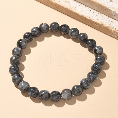 Natural Larvikite Bead Stretch Bracelets BJEW-K212-B-046-1