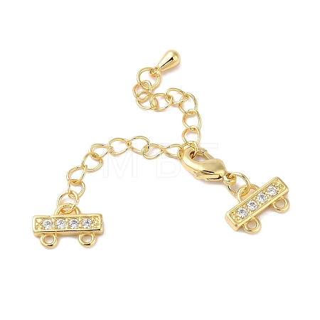 Brass Micro Pave Cubic Zirconia Chain Extender KK-L216-004C-G-1