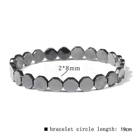 Synthetic Non-magnetic Hematite Beads Stretch Bracelets for Men RL7655-18-1