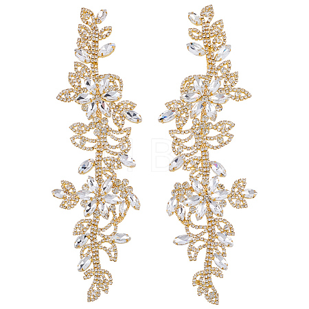 Brass Rhinestone Cloth Patches PATC-WH0031-003G-02-1