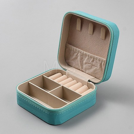 Square Imitation Leather with Velvet Jewelry Storage Zipper Cases for Bracelets CON-WH0095-187B-1