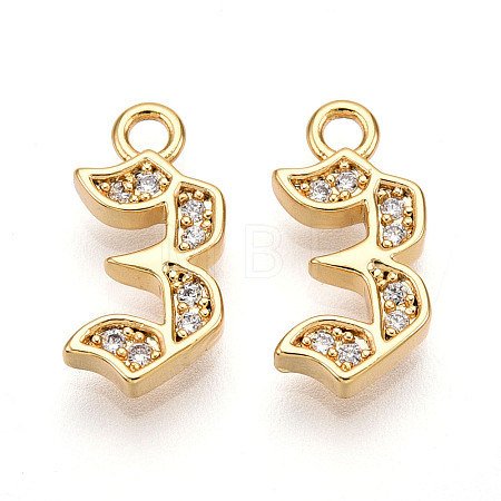 Brass Micro Pave Cubic Zirconia Charms KK-N261-104D-G-1