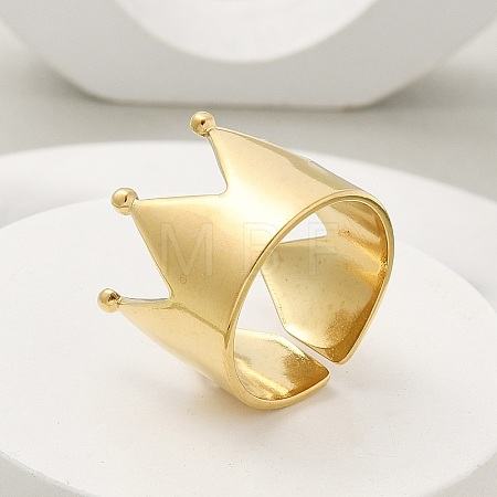 Ion Plating(IP) 304 Stainless Steel Open Cuff Ring for Women RJEW-M025-04G-1