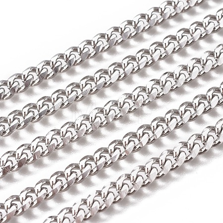 Non-Tarnish Handmade 304 Stainless Steel Cuban Link Chains STAS-F229-07B-P-1