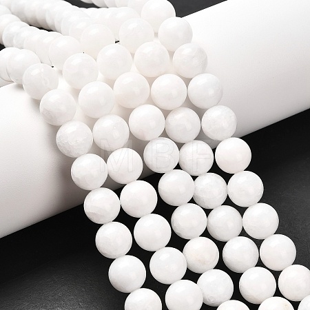 Natural White Jade Beads Strands GSR10mmC067-1