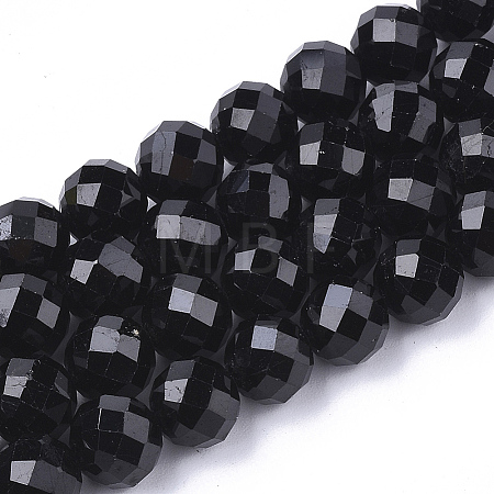 Natural Black Tourmaline Beads Strands X-G-S345-8mm-002-1