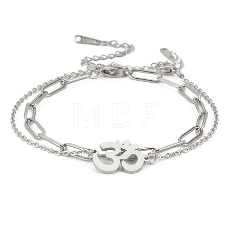 Tarnish Resistant 304 Stainless Steel Paperclip Chains & Cable Chain Bracelet Sets AJEW-U005-05F-P-1