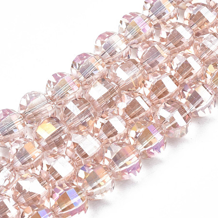 Electroplate Transparent Glass Beads Strands EGLA-N002-30-C03-1