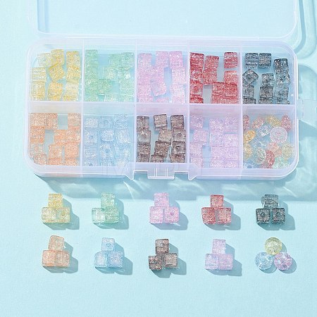 155Pcs 10 Style Transparent Crackle Glass Beads GLAA-FS0001-47-1