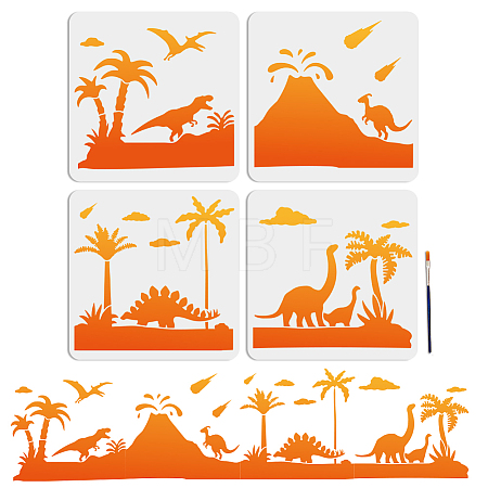 4Pcs 4 Styles PET Hollow Out Drawing Painting Stencils DIY-MA0004-05-1