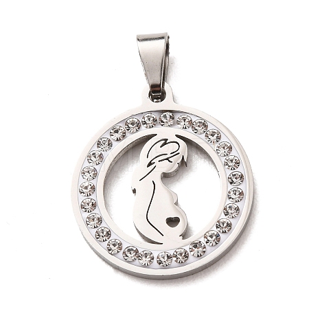 Mother's Day 304 Stainless Steel Enamel Pendants STAS-F368-02A-P-1
