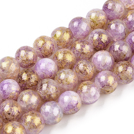 Baking Paint Crackle Glass Bead Strands DGLA-R053-05O-1
