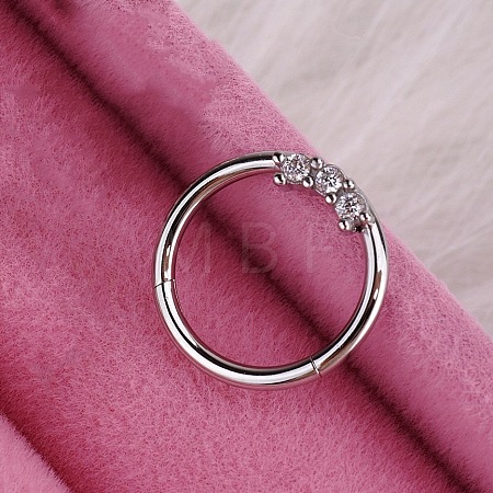 316L Stainless Steel Micro Pave Cubic Zirconia Hoop Nose Rings WG5D603-21-1