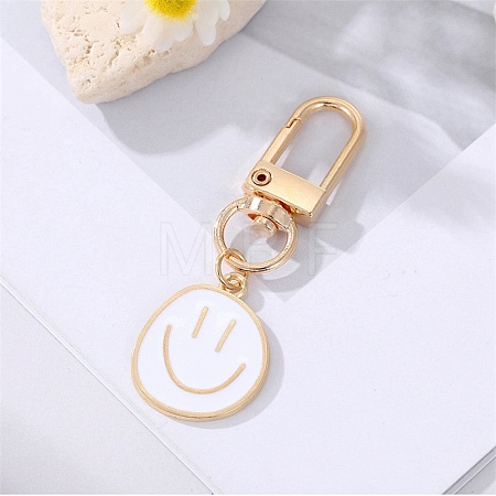 Smiling Face Enamel Pendant Decorations KEYC-WH0036-08LG-04-1