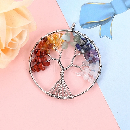 Copper Wire Gemstone Big Pendants PW-WG83355-01-1