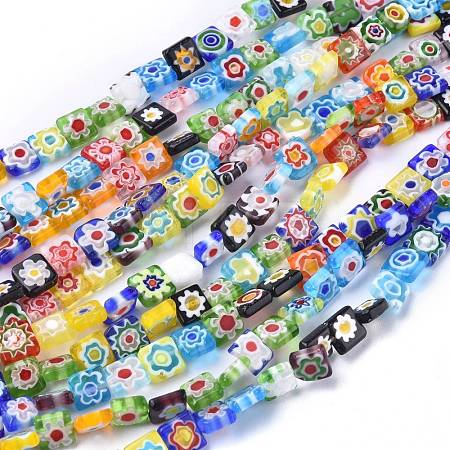 Square Handmade Millefiori Glass Beads LK-R004-52-1