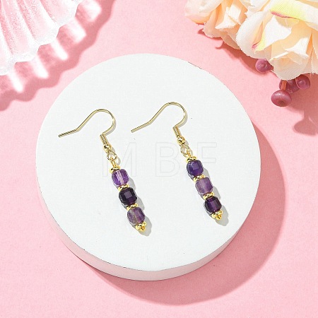 Natural Amethyst Dangle Earrings EJEW-JE07308-02-1
