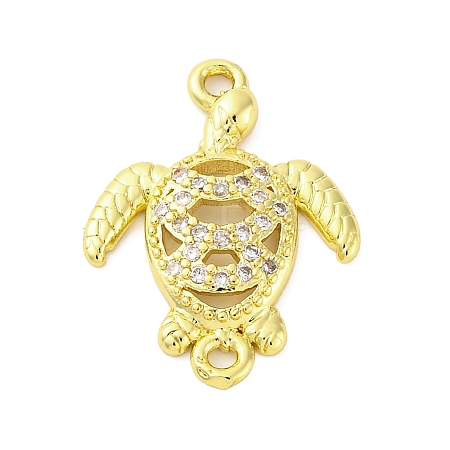 Brass Micro Pave Clear Cubic Zirconia Connector Charms KK-D325-06G-01-1