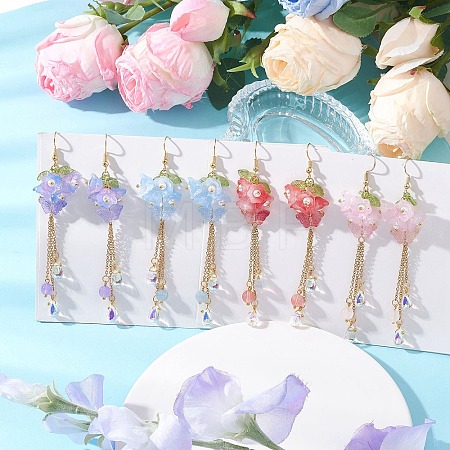 Transparent Two Tone Spray Painted Glass & Acrylic Dangle Earrings EJEW-JE06923-1