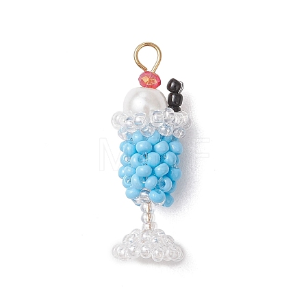 Glass Seed Beaded Pendants PALLOY-MZ01269-02-1