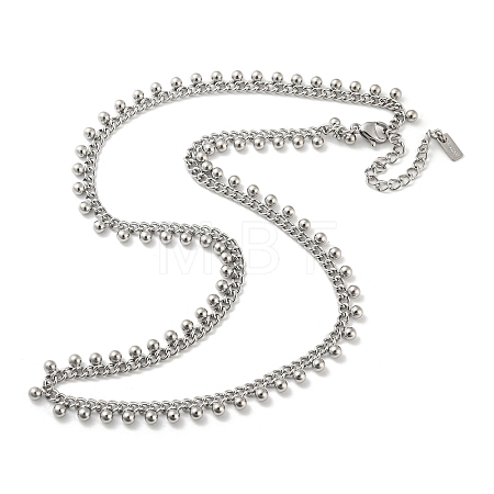 Non-Tarnish 304 Stainless Steel Round Ball Charms Link Chain Necklaces NJEW-G119-01P-1