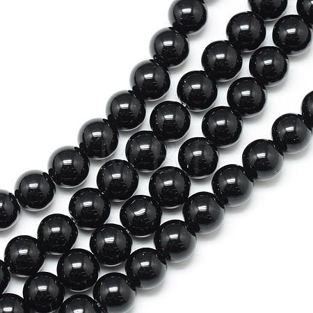Synthetic Black Stone Bead Strands G-R345-6mm-35-1-1