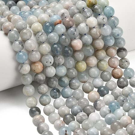 Natural Aquamarine Beads Strands G-F591-29A-8mm-02-1