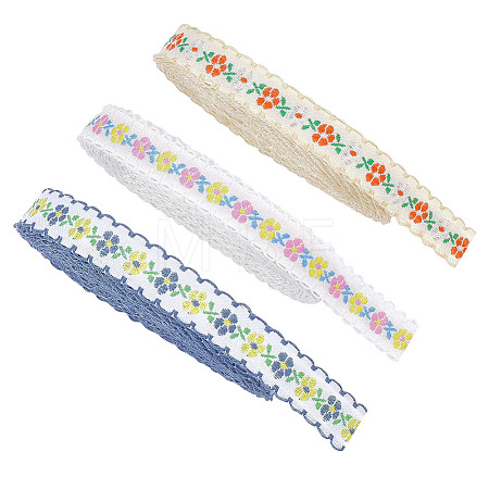 15 Yards 3 Colors Vintage Jacquard Polyester Ribbon SRIB-FG0001-39-1