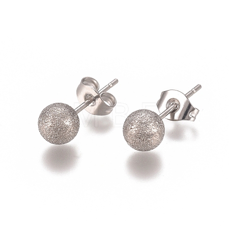 Tarnish Resistant 304 Stainless Steel Stud Earrings EJEW-L215-58D-P-1