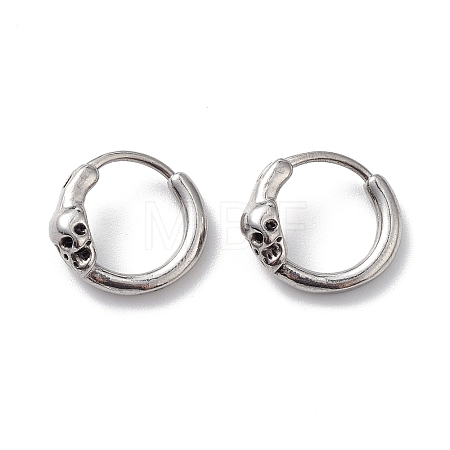 Non-Tarnish 304 Stainless Steel Skull Hoop Earrings for Men Women EJEW-F312-03AS-1