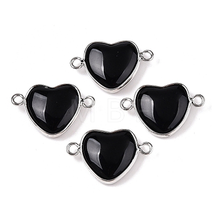 Natural Obsidian Love Heart Pendants G-T138-205D-P-1