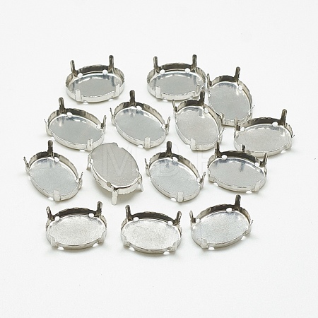 Non-Tarnish 201 Stainless Steel Sew on Prong Settings STAS-T032-03-6x8mm-1