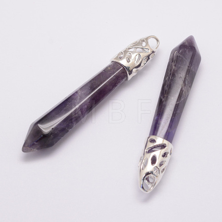 Natural Amethyst Big Pointed Pendants G-D860-C22-P-1