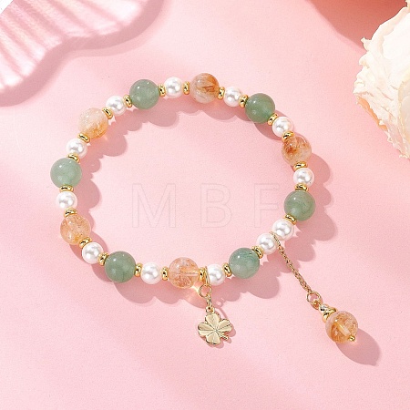 Clover Brass Charm Bracelets BJEW-JB12862-1