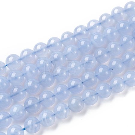 Grade A Natural Blue Chalcedony Beads Strands G-F222-29-10mm-1-1