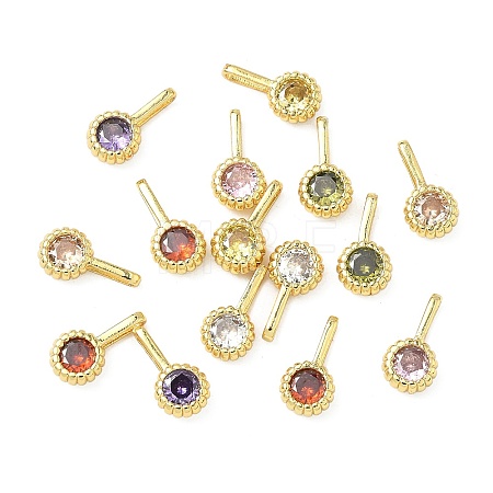 Brass Micro Pave Cubic Zirconia Pendants KK-L264-01G-1