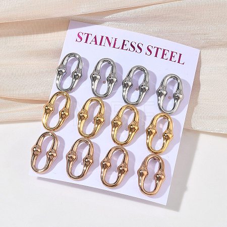 6 Pairs 304 Stainless Steel Stud Earrings EJEW-C180-01-1