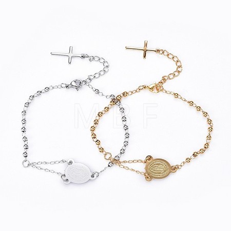 304 Stainless Steel Charm Bracelets BJEW-P258-16-1