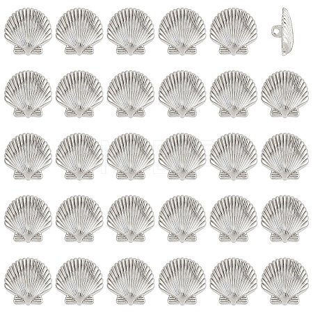 30Pcs 1-Hole Alloy Shank Buttons BUTT-PH0001-80P-1