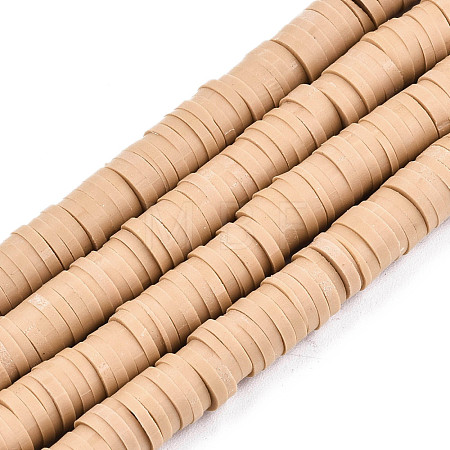 Flat Round Handmade Polymer Clay Bead Spacers CLAY-R067-3.0mm-37-1