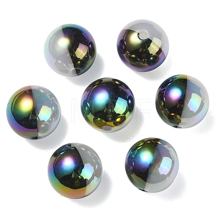 UV Plating Rainbow Iridescent Opaque Acrylic Beads X-OACR-C007-01G-1