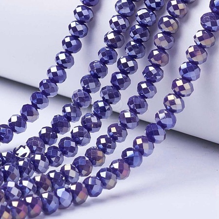 Electroplate Glass Beads Strands EGLA-A034-P8mm-B07-1