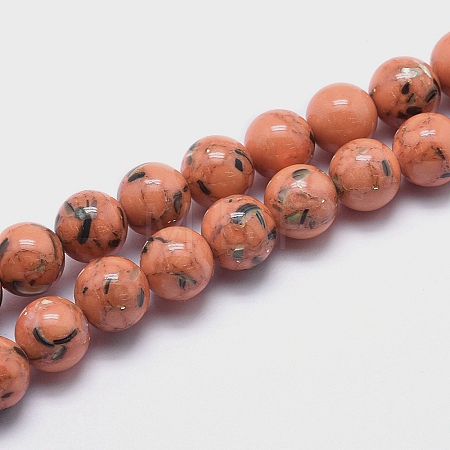 Sea Shell and Synthetic Turquoise Assembled Beads Strands G-G758-12-8mm-1