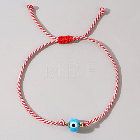 Adjustable Glass Evil Eye Braided Bead Bracelets for Men and Women PI2315-3-1