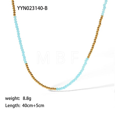 Glass & Stainless Steel Round Beaded Necklaces for Women PH3717-1-1
